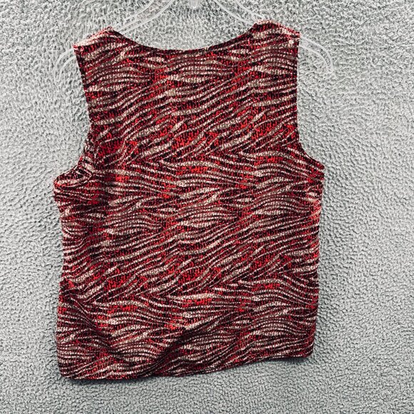 Chicos Womens Top 2 Large Red Tan Sleeveless Pullover Shirt Lightweight Comfy - Picture 2 of 9